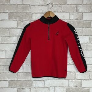 Nautica Kids Red & Black Quarter-Zip Sweater Size 7